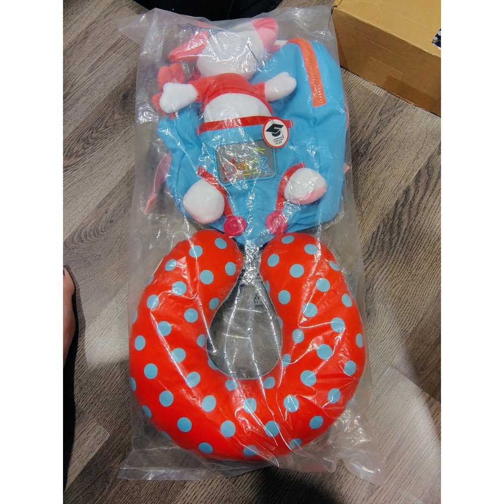 Dolce Learning Through Play Kids Travel Set Backpack Plush Mouse Neck Pillow